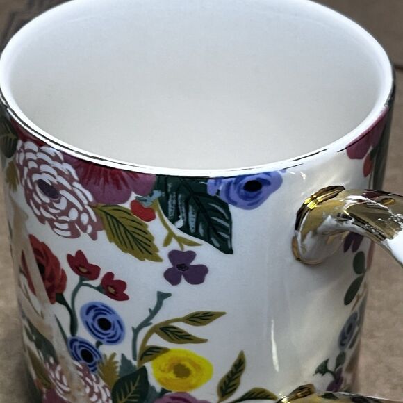 Rifle Paper Co x Anthropologie Monogram Floral Mug Letter A - Picture 7 of 12